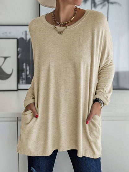 Full Size Round Neck Long Sleeve T-Shirt-Angel Casuals