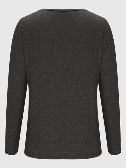 Crisscross V-Neck Long Sleeve T-Shirt-Angel Casuals