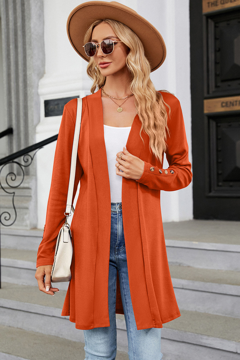 Open Front Long Sleeve Cardigan-Angel Casuals