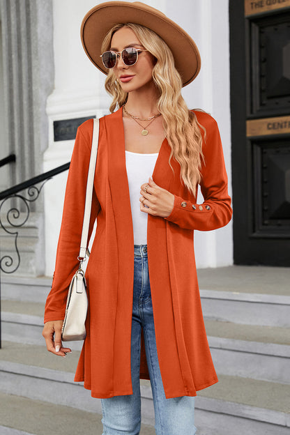 Open Front Long Sleeve Cardigan-Angel Casuals