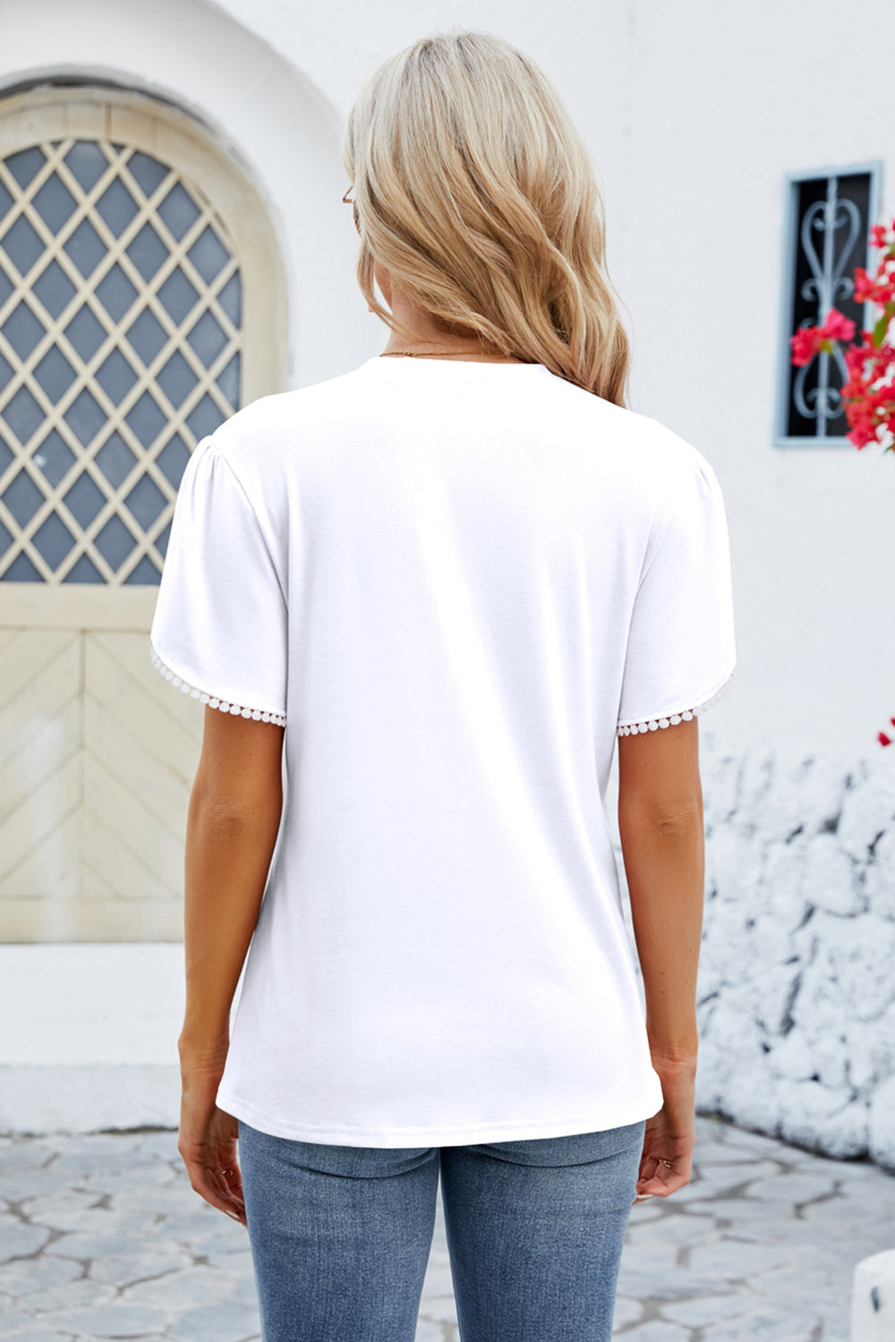 Round Neck Petal Sleeve T-Shirt-Angel Casuals