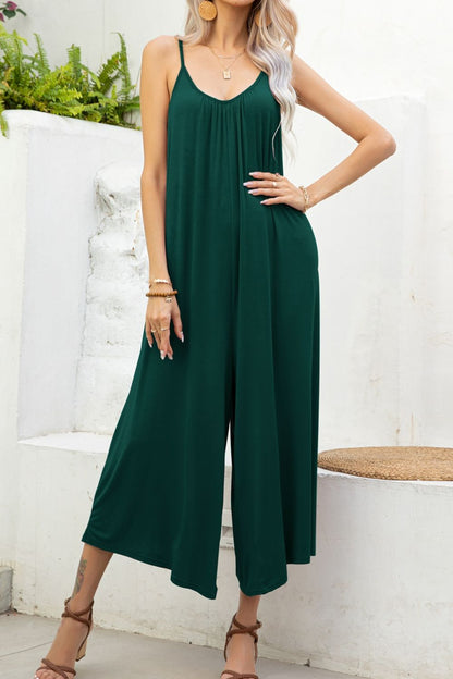 Spaghetti Strap Scoop Neck Jumpsuit-Angel Casuals