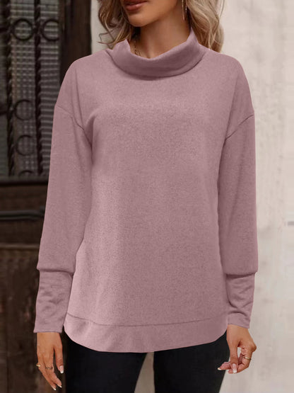 Full Size Mock Neck Long Sleeve T-Shirt-Angel Casuals