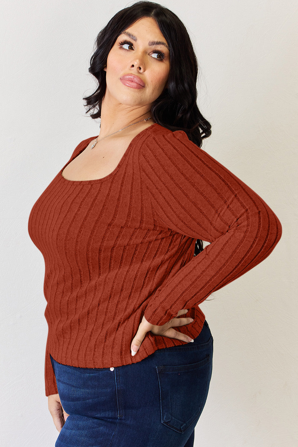 Basic Bae Full Size Ribbed Long Sleeve T-Shirt-Angel Casuals