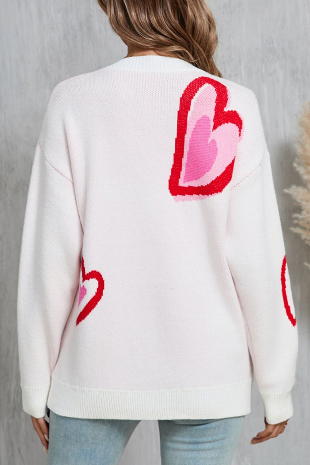 Angel Wings Heart Round Neck Long Sleeve Sweater-Angel Casuals