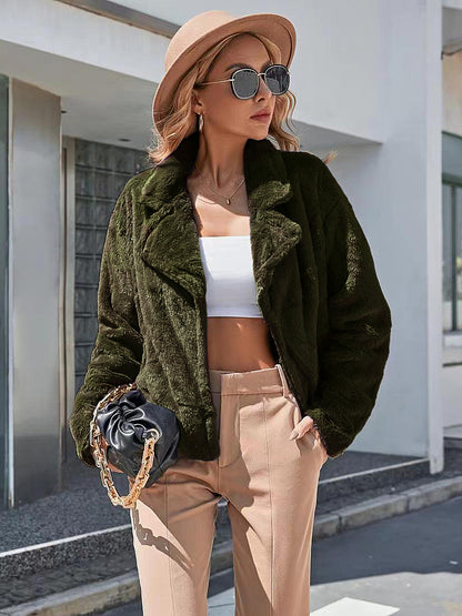 Ivy Lane Plush Open Front Dropped Shoulder Jacket-Angel Casuals