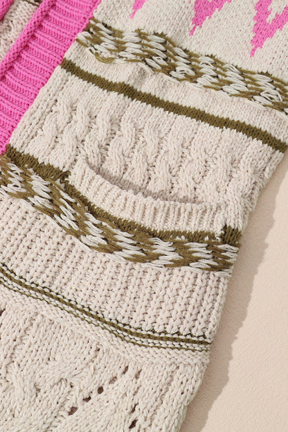 Contrast Tied Open Front Cardigan-Angel Casuals