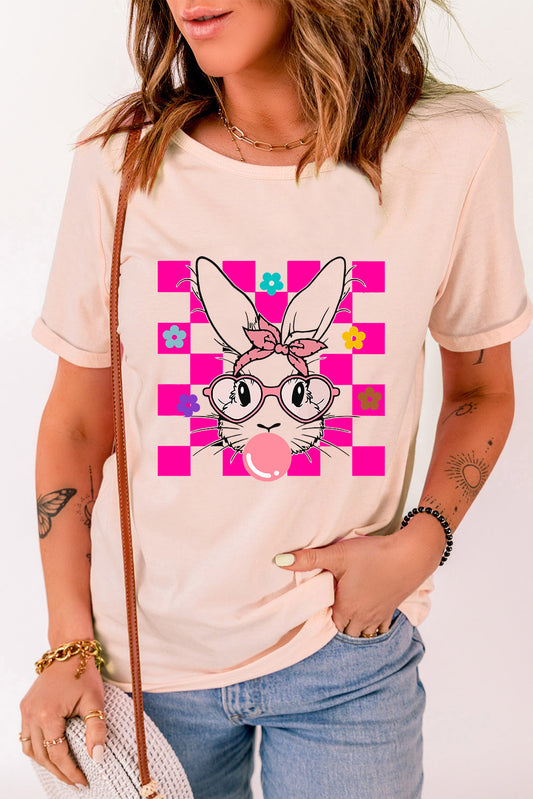 Rabbit Round Neck Short Sleeve T-Shirt-Angel Casuals