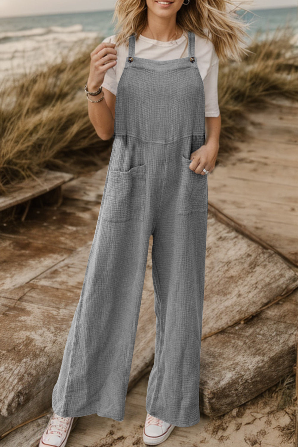 Full Size Wide Leg Front Pocket Jumpsuit-Angel Casuals