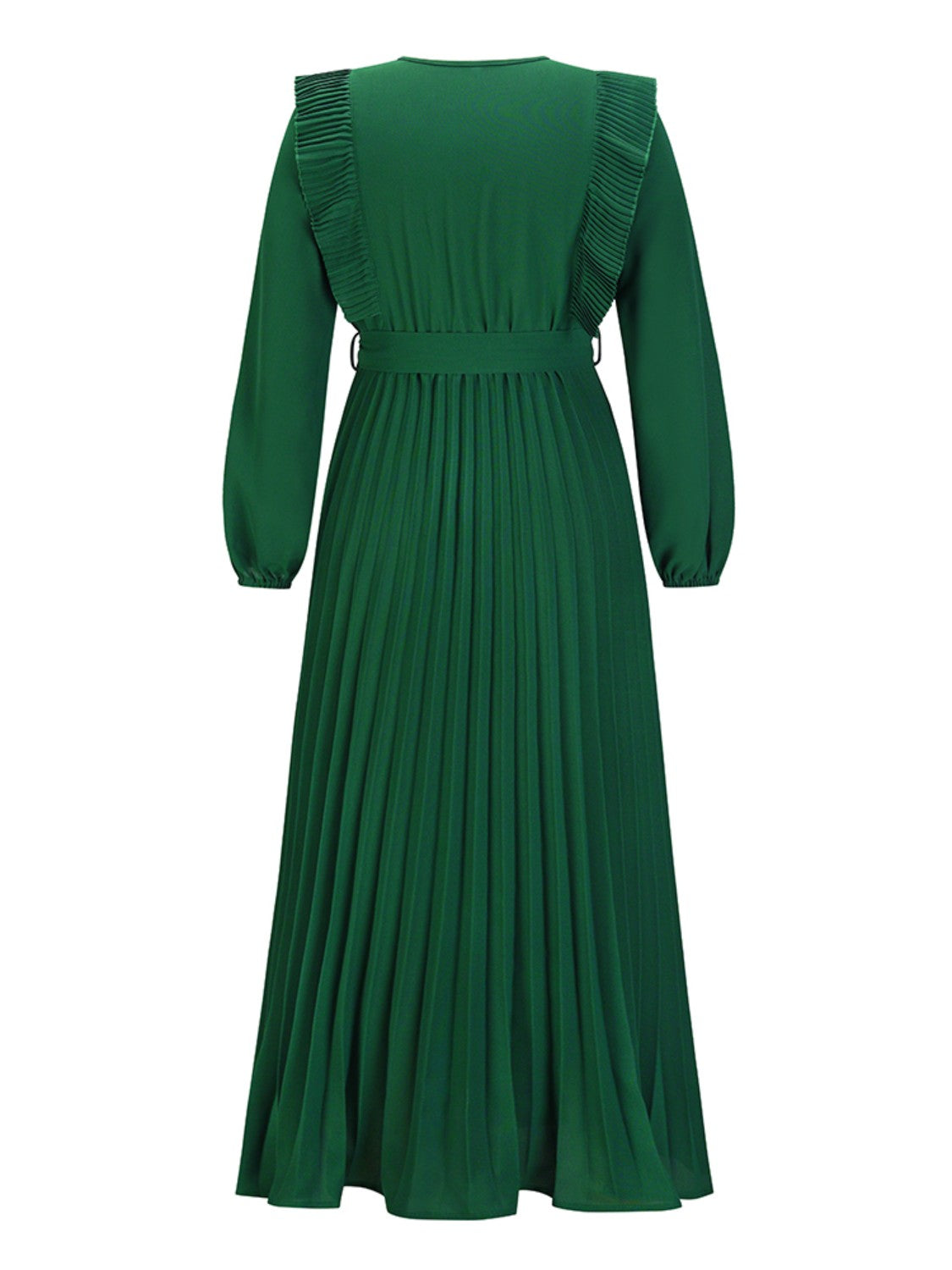 Pleated Surplice Tie Waist Maxi Dress-Angel Casuals