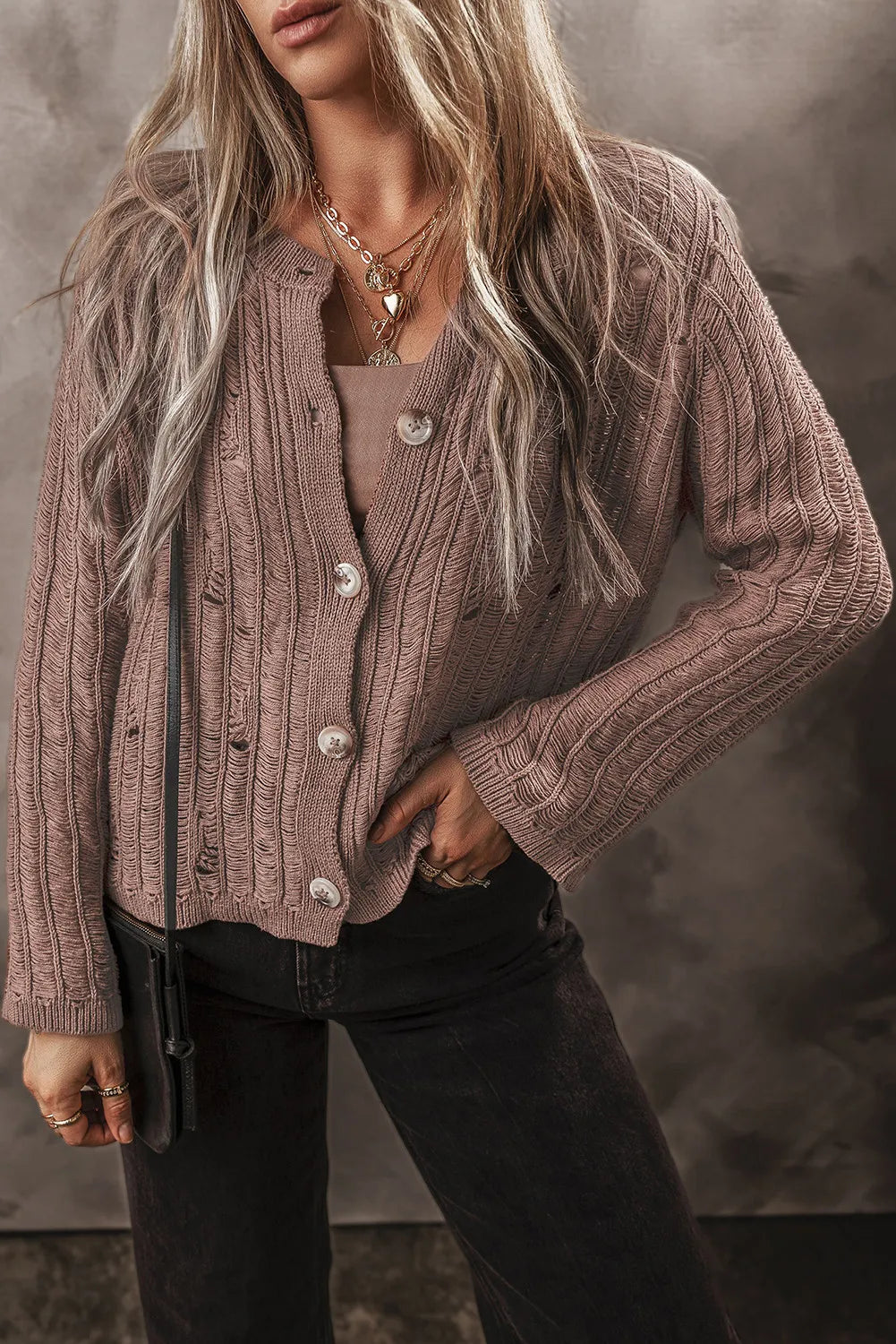 Button Up Long Sleeve Cardigan-Angel Casuals