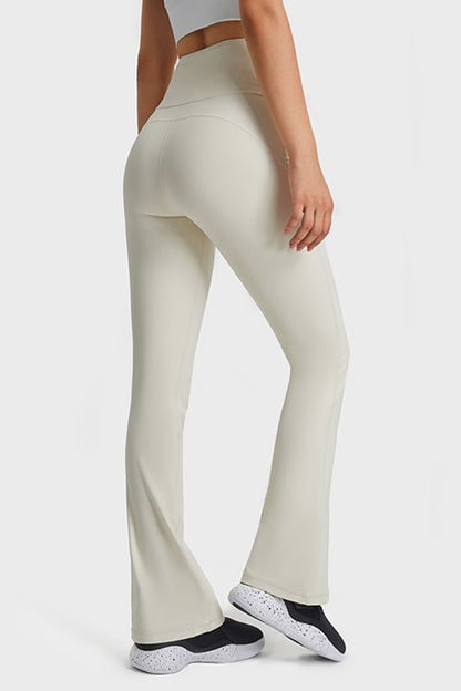 Elastic Waist Flare Yoga Pants-Angel Casuals