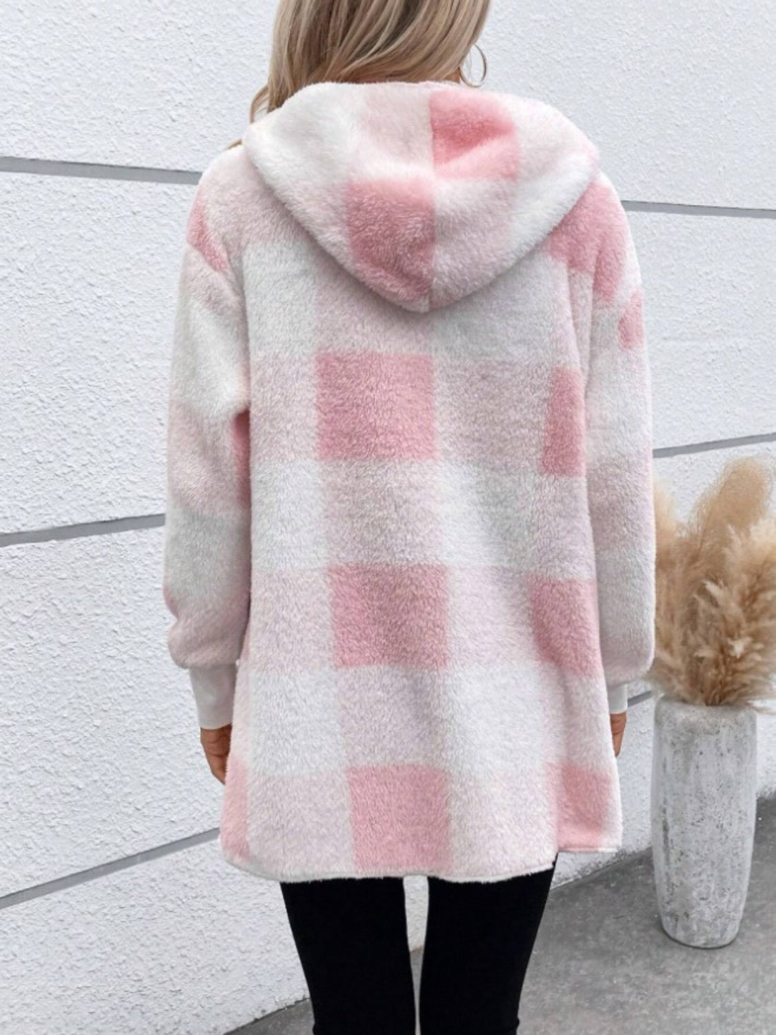 Plaid Long Sleeve Hooded Coat-Angel Casuals
