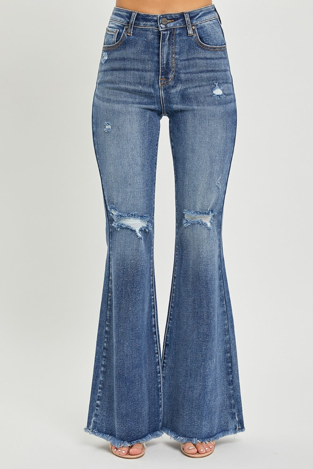 RISEN High Waist Distressed Fare Jeans-Angel Casuals