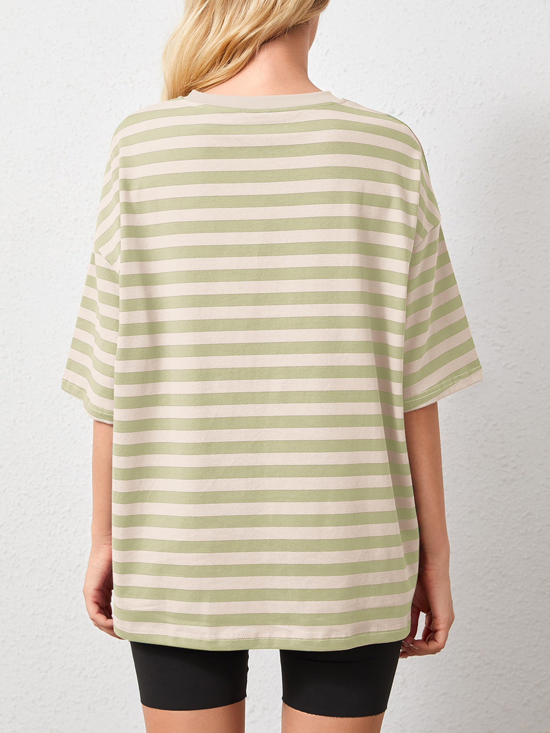 Striped Round Neck Half Sleeve T-Shirt-Angel Casuals