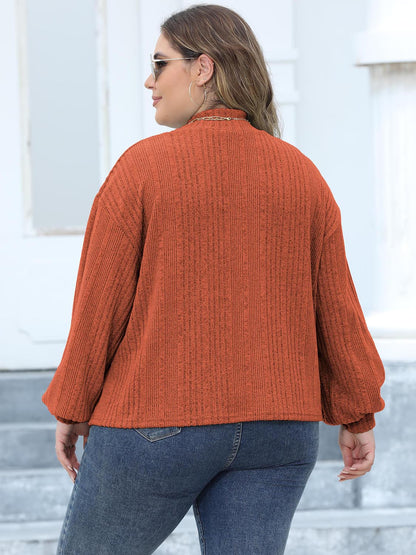 Plus Size Mock Neck Long Sleeve Knit Top-Angel Casuals