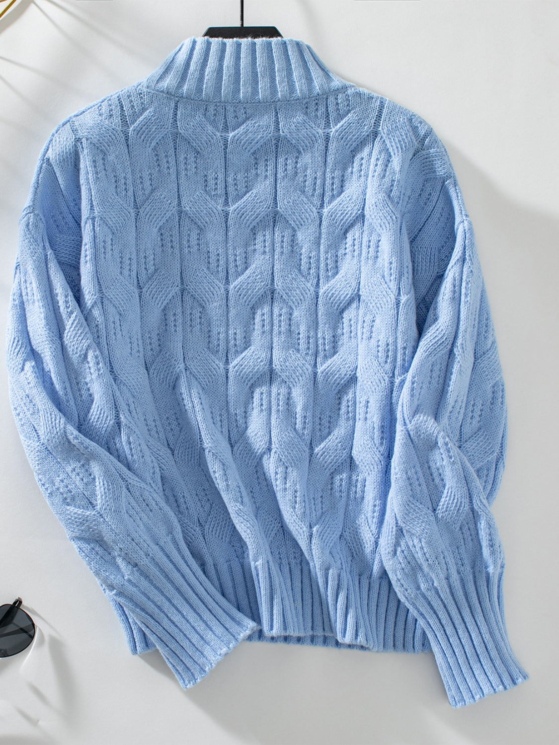 Cable Knit Mock Neck Long Sleeve Sweater-Angel Casuals