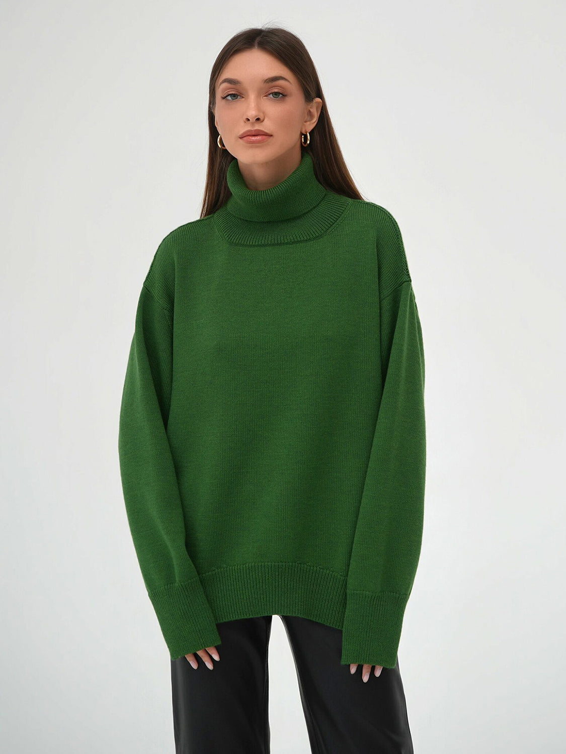 Turtleneck Long Sleeve Sweater-Angel Casuals