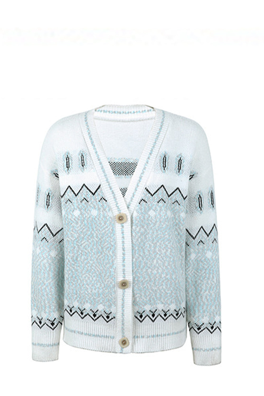 Printed V-Neck Buttoned Cardigan-Angel Casuals