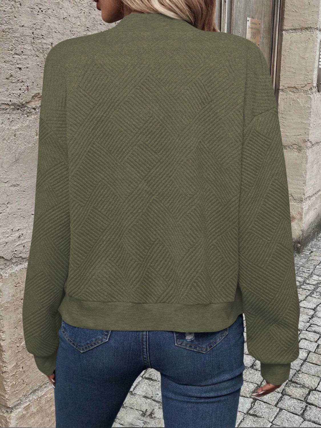 Textured Zip Up Long Sleeve Jacket-Angel Casuals