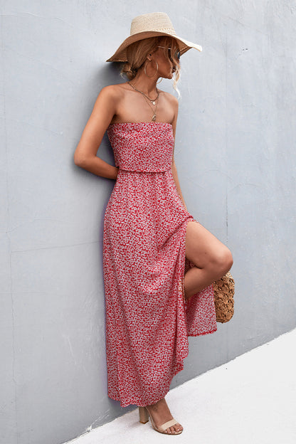 Strapless Split Maxi Dress-Angel Casuals