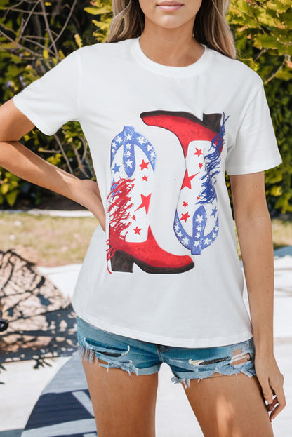 Star Cowboy Boots Graphic Tee-Angel Casuals