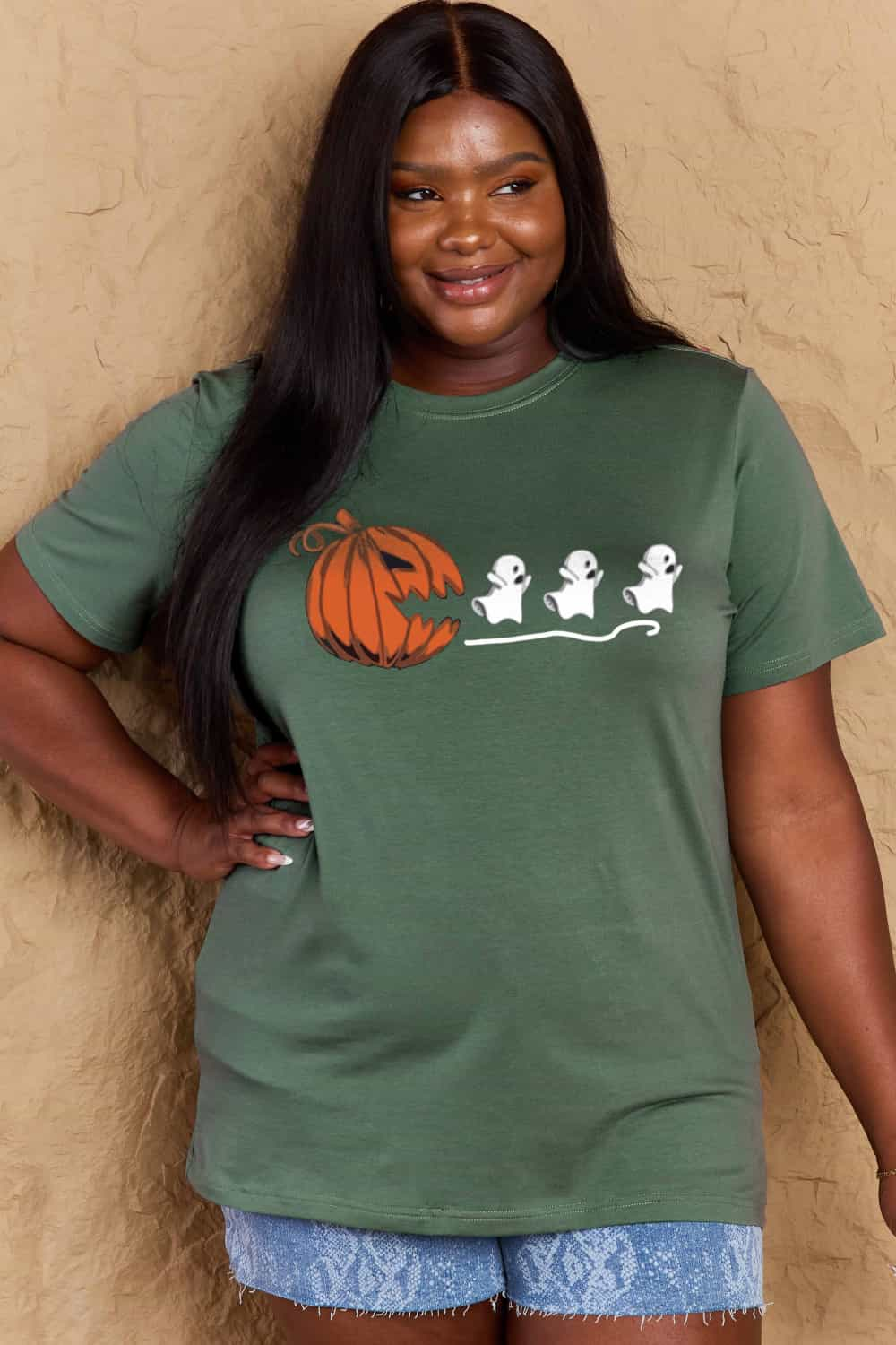 Simply Love Full Size Jack-O'-Lantern Graphic Cotton T-Shirt-Angel Casuals