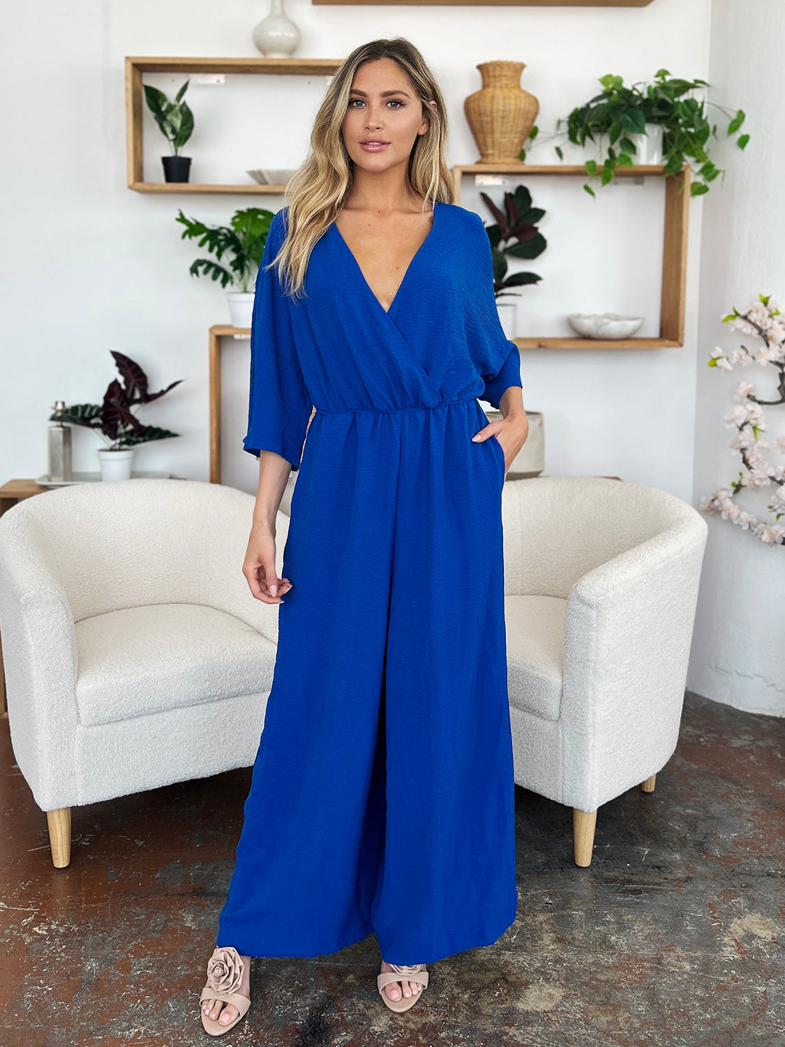 Double Take Full Size Half Sleeve Wide Leg Jumpsuit-Angel Casuals