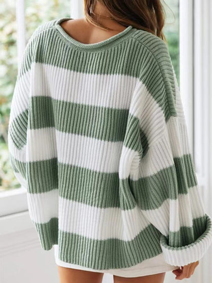 Round Neck Long Sleeve Sweater-Angel Casuals