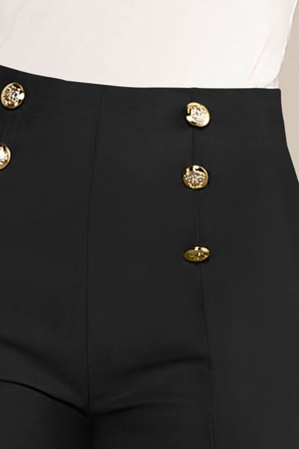 Decorative Button High Waist Shorts-Angel Casuals