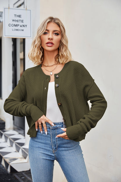 Button Down Exposed Seam Cardigan-Angel Casuals