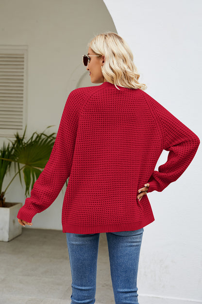Open Front Long Sleeve Cardigan with Pockets-Angel Casuals