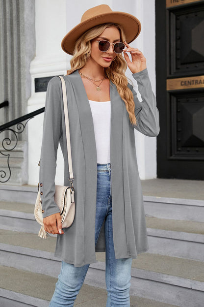 Long Sleeve Open Front Cardigan-Angel Casuals