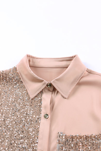 Sequin Button Front High-Low Shirt Dress-Angel Casuals