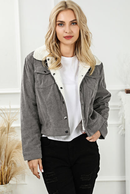 Snap Down Collared Jacket-Angel Casuals