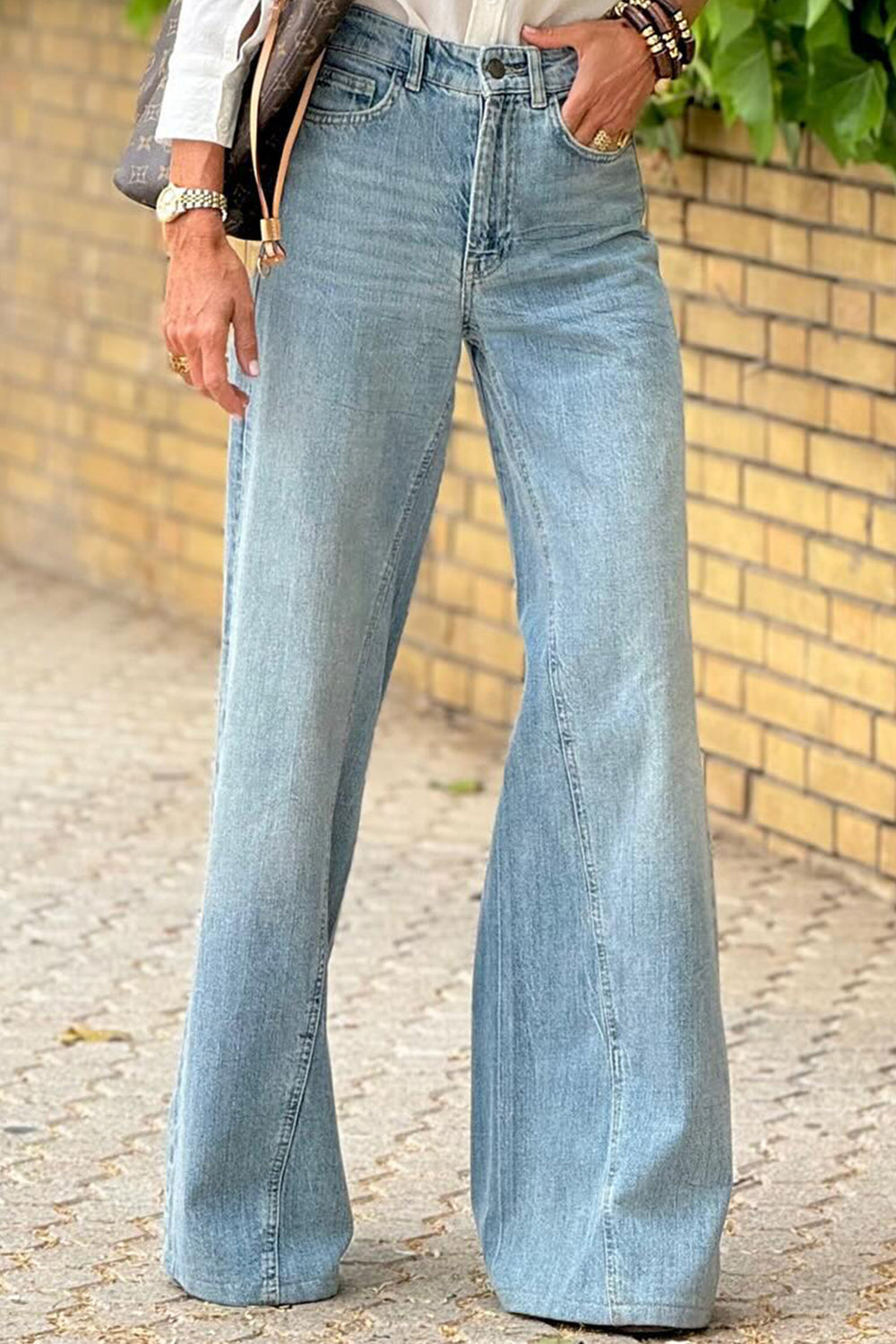 High Waist Bootcut Jeans with Pockets-Angel Casuals