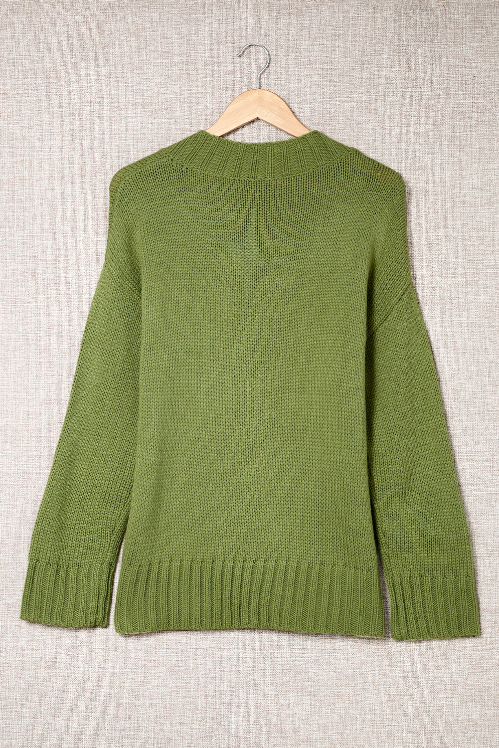 V-Neck Dropped Shoulder Sweater-Angel Casuals