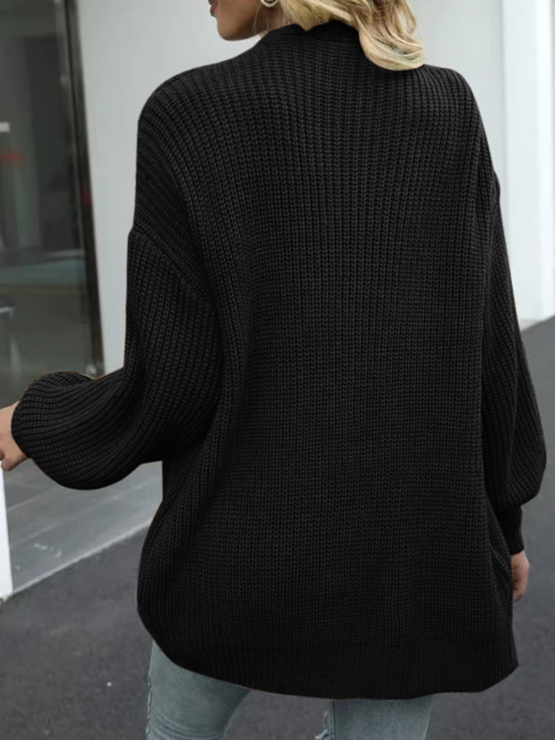 Drop Shoulder Balloon Sleeve Cardigan-Angel Casuals