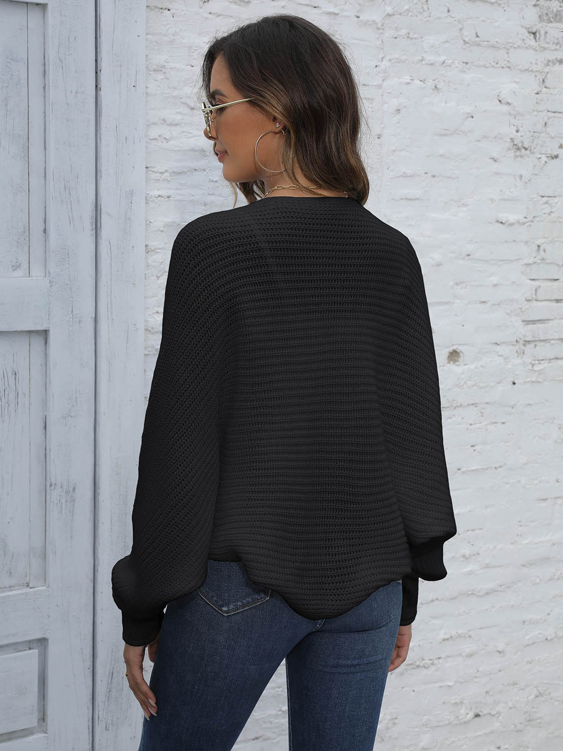Bat Sleeve Open Front Short Cardigan-Angel Casuals