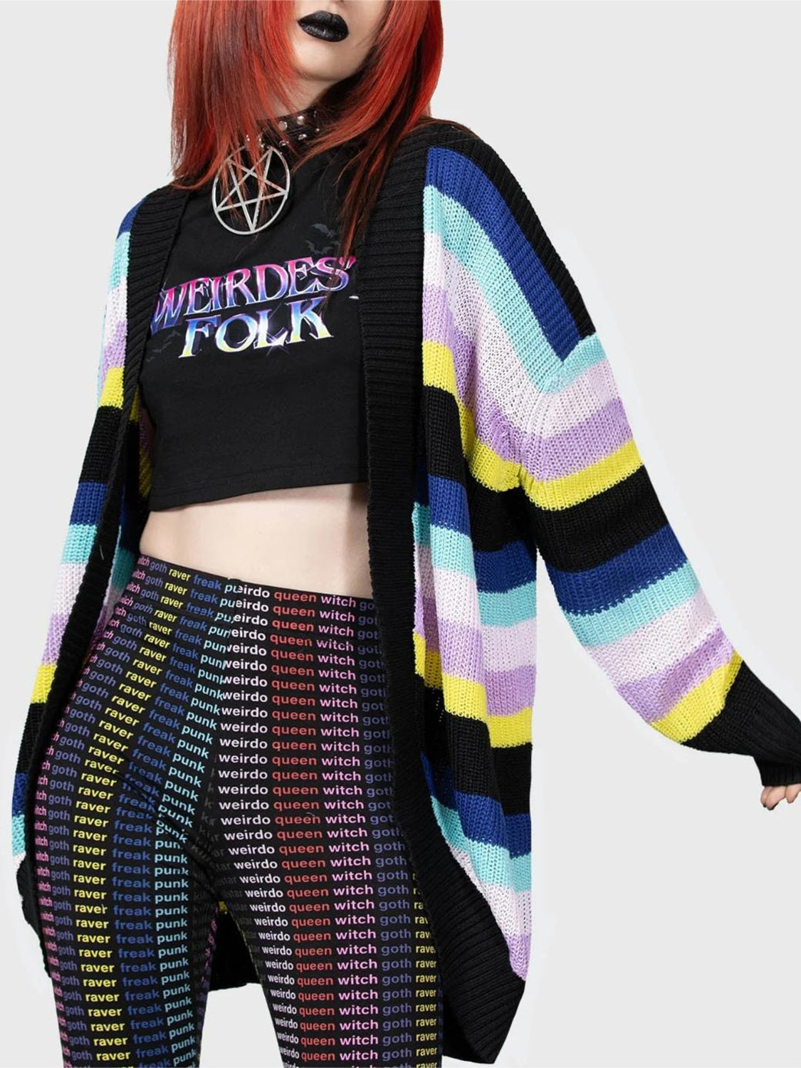 Striped Open Front Long Sleeve Cardigan-Angel Casuals