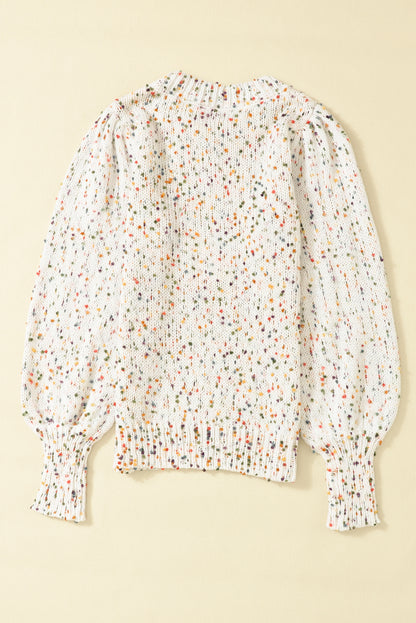 Confetti Round Neck Long Sleeve Sweater-Angel Casuals