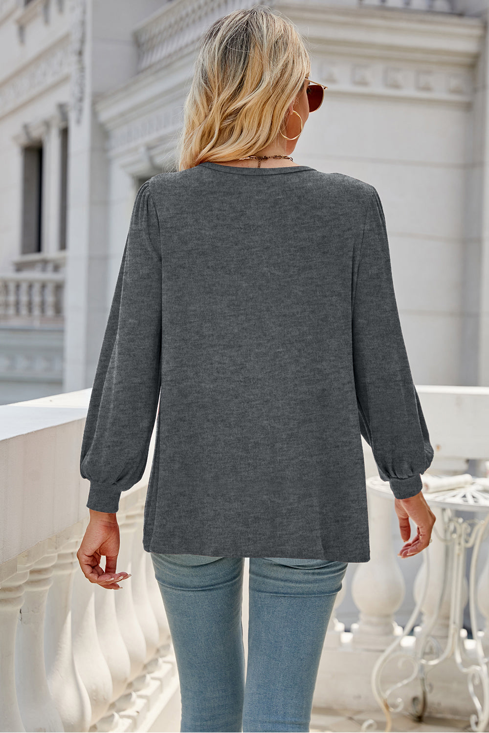 Round Neck Long Sleeve Top-Angel Casuals