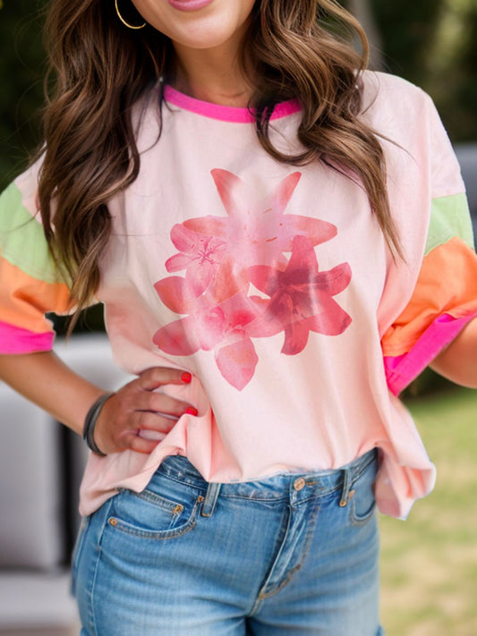 Graphic Round Neck Half Sleeve T-Shirt-Angel Casuals