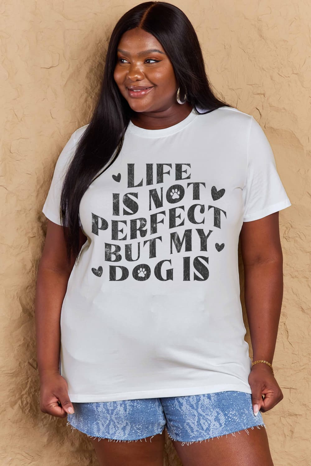 Simply Love Full Size Dog Slogan Graphic Cotton T-Shirt-Angel Casuals