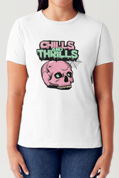 Simply Love Full Size CHILLS AND THRILLS Short Sleeve Tubular T-Shirt-Angel Casuals