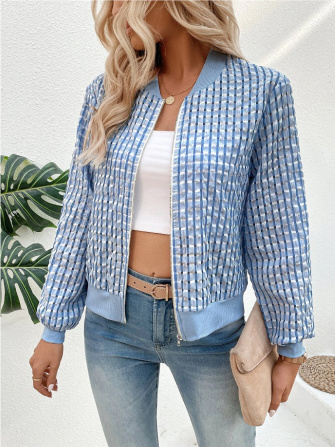 Zip Up Long Sleeve Jacket-Angel Casuals
