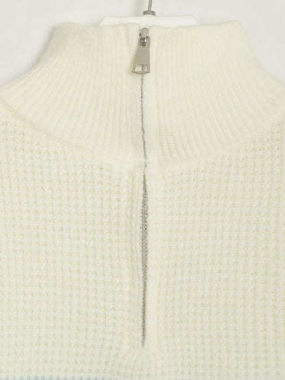 Striped Half Zip Long Sleeve Sweater-Angel Casuals