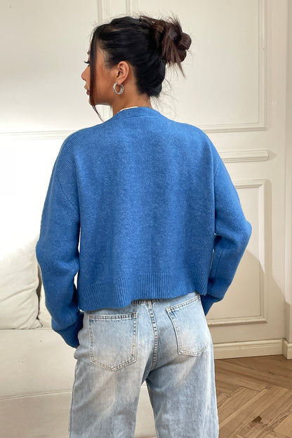 Button Up Long Sleeve Cropped Cardigan-Angel Casuals