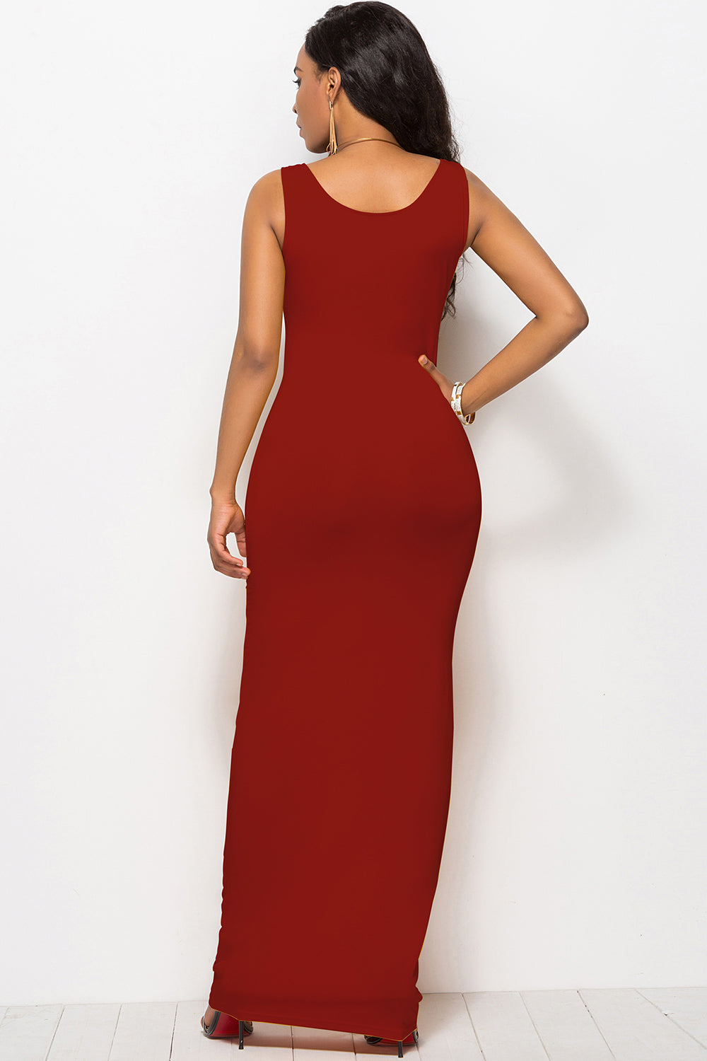 Scoop Neck Wide Strap Maxi Dress-Angel Casuals