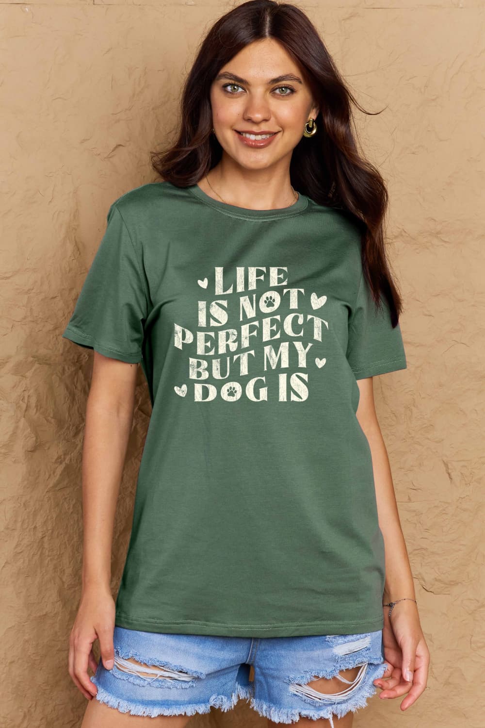 Simply Love Full Size Dog Slogan Graphic Cotton T-Shirt-Angel Casuals